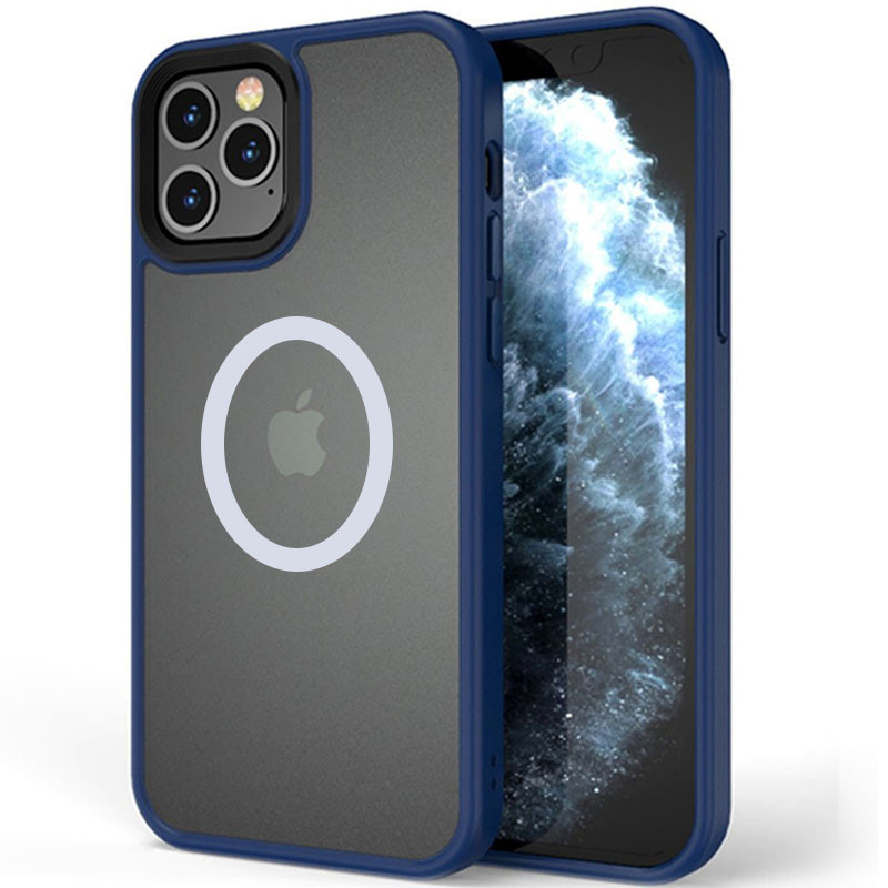 TPU+PC чохол Metal Buttons with MagSafe для Apple iPhone 13 Pro Max (6.7") Синій, фото 1