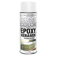 Аерозольная краска для ванн, ракович, бытовой техники DecoColor "Epoxy Keramik", Белый глянец (RAL9016), 400ml