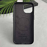 Шкіряний чохол Leather Case (AAA) with MagSafe and Animation для Apple iPhone 15 Pro (6.1") Black, фото 3