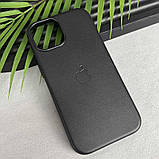 Шкіряний чохол Leather Case (AAA) with MagSafe and Animation для Apple iPhone 15 Pro (6.1") Black, фото 4