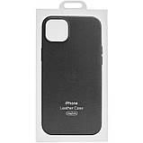 Шкіряний чохол Leather Case (AAA) with MagSafe and Animation для Apple iPhone 15 Pro (6.1") Black, фото 5