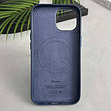Шкіряний чохол Leather Case (AAA) with MagSafe and Animation для Apple iPhone 16 Pro (6.3") Blue, фото 3