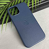 Шкіряний чохол Leather Case (AAA) with MagSafe and Animation для Apple iPhone 16 Pro (6.3") Blue, фото 4