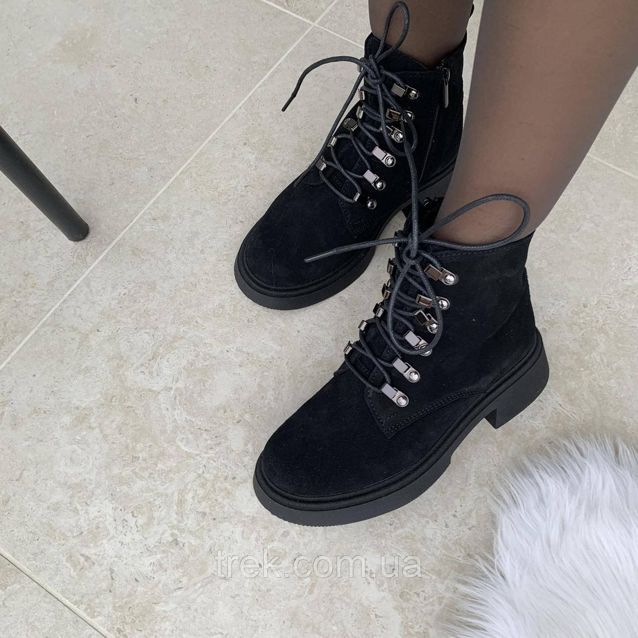 Черевики  жіночі зимові замшеві чорні /23256/ 36р, фото 1