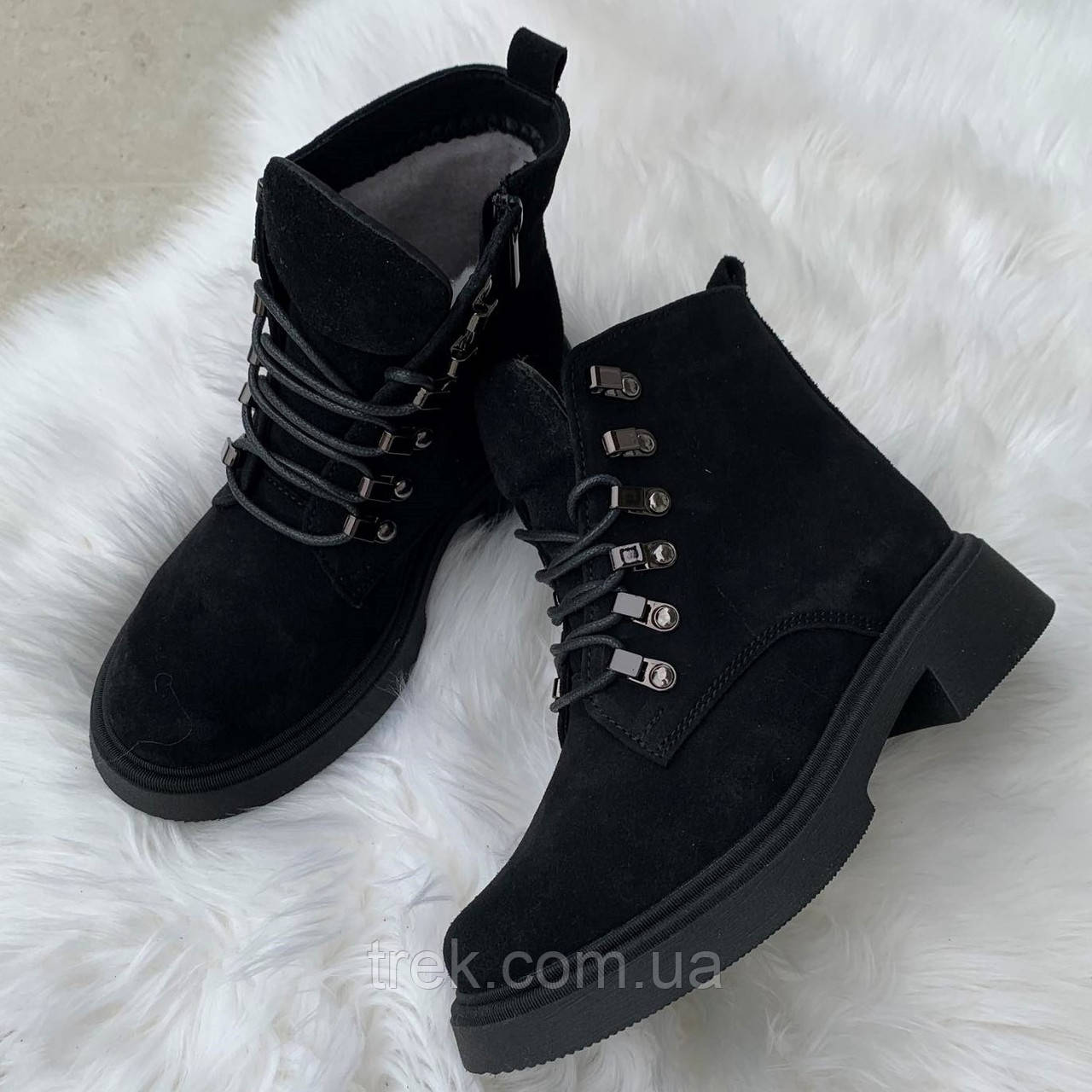 Черевики  жіночі зимові замшеві чорні /23256/ 40р, фото 1
