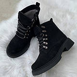 Черевики  жіночі зимові замшеві чорні /23256/ 36р, фото 2