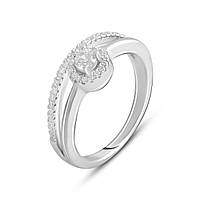 Серебряное кольцо Komilfo с фианитами, вес изделия 3,19 гр (2138594) 16.5 размер