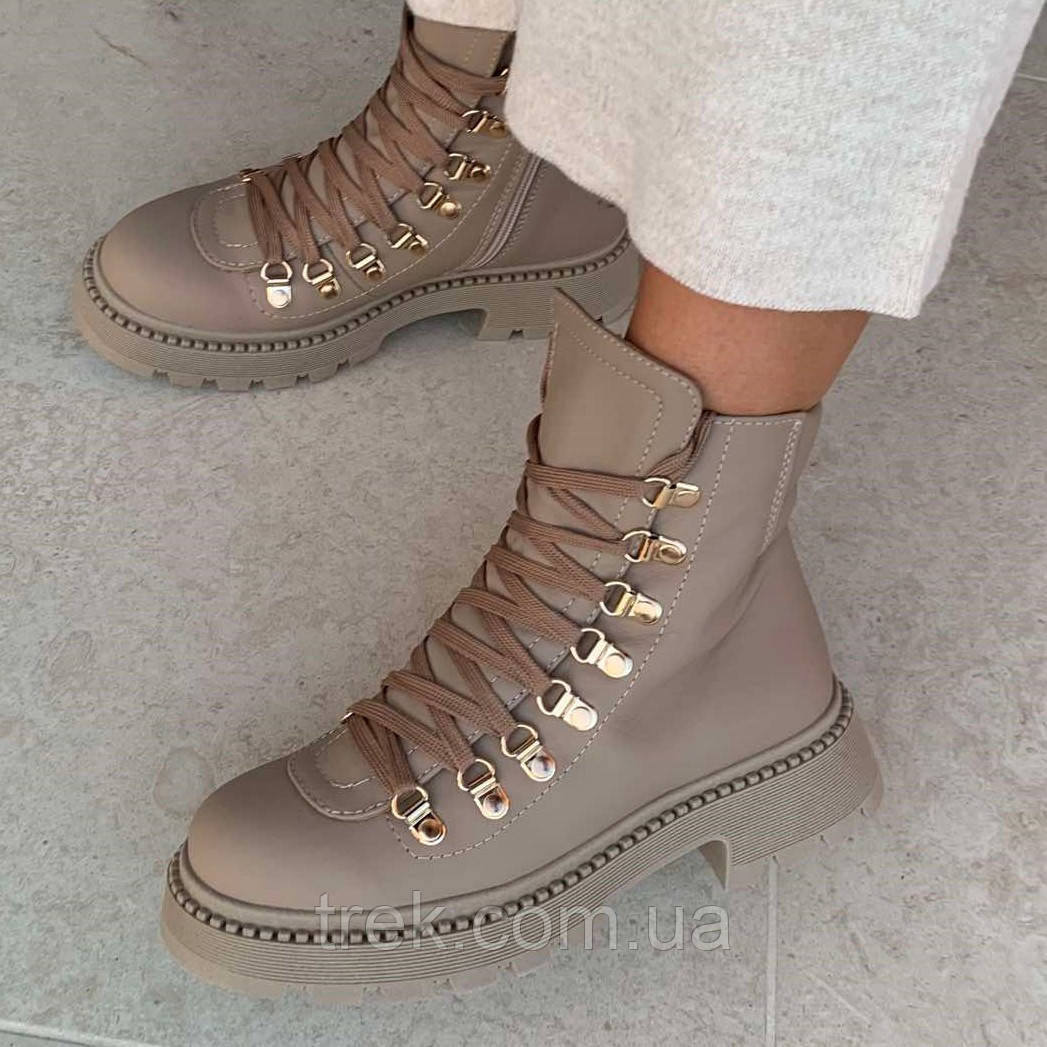 Черевики жіночі зимові шкіряні бежеві /23269/ 38р, фото 1