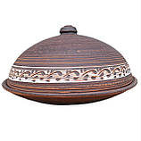 Млинниця з кришкою 270 мм Ангоб керамічна з червоної глини для млинців - Блюдо з кришкой, фото 2