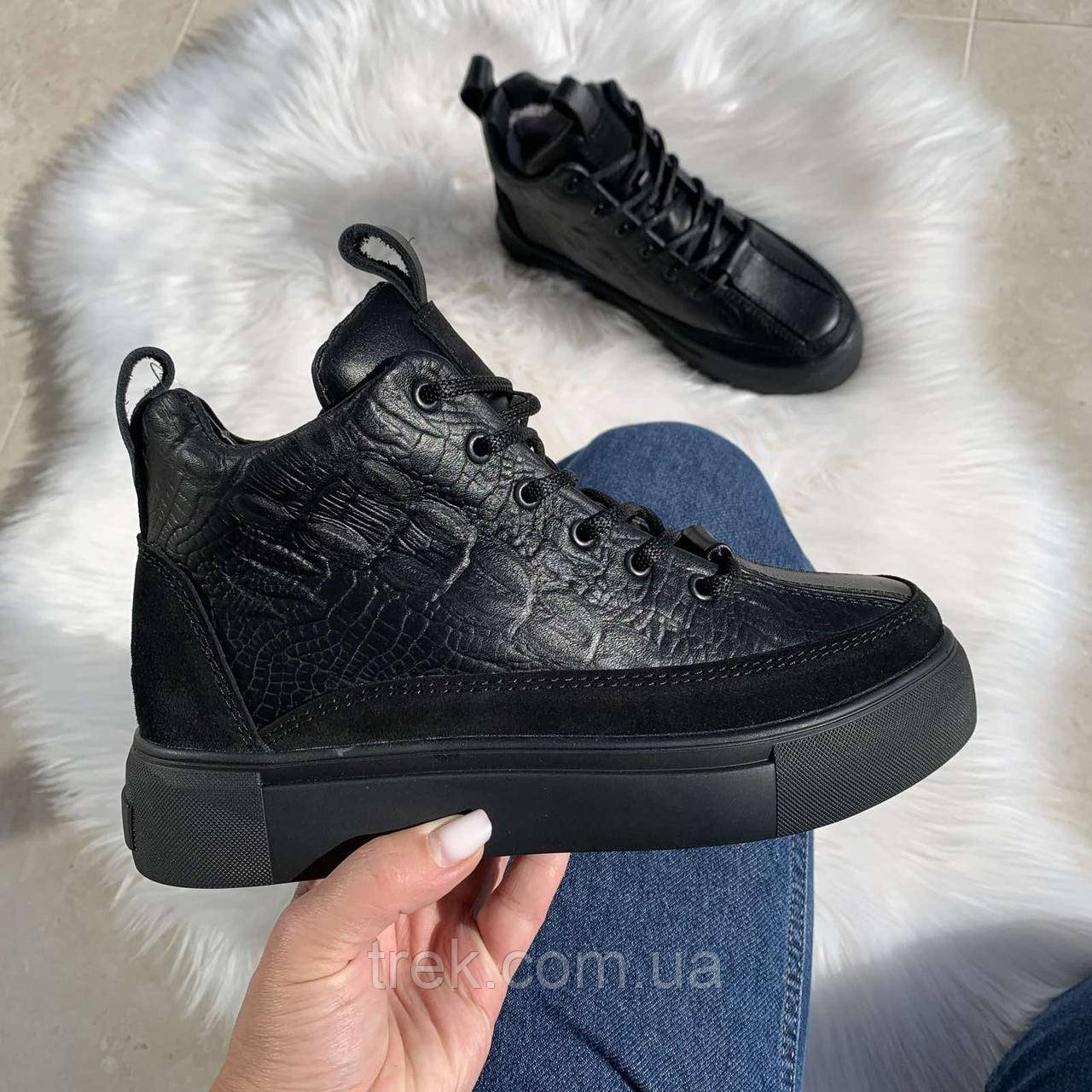 Черевики жіночі зимові шкіряні чорні /23274/ 37р, фото 1