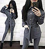 Костюм Каріна жіночий із замші сорочка з кишенями і поясом та легінси Dmk3216, фото 8