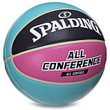 М'яч баскетбольний SPALDING ALL CONFERENCE (блакитний-чорний) розмір 7,, фото 2