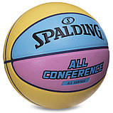 Баскетбольний м'яч Spalding All Conference (розмір 7) жовтий-блакитний, фото 3