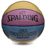 Баскетбольний м'яч Spalding All Conference (розмір 7) жовтий-блакитний, фото 7