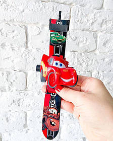 Годинник проєктор дитячий наручний Тачки яскравий годинник із 3d проєктором Блискавка Маквін червоний