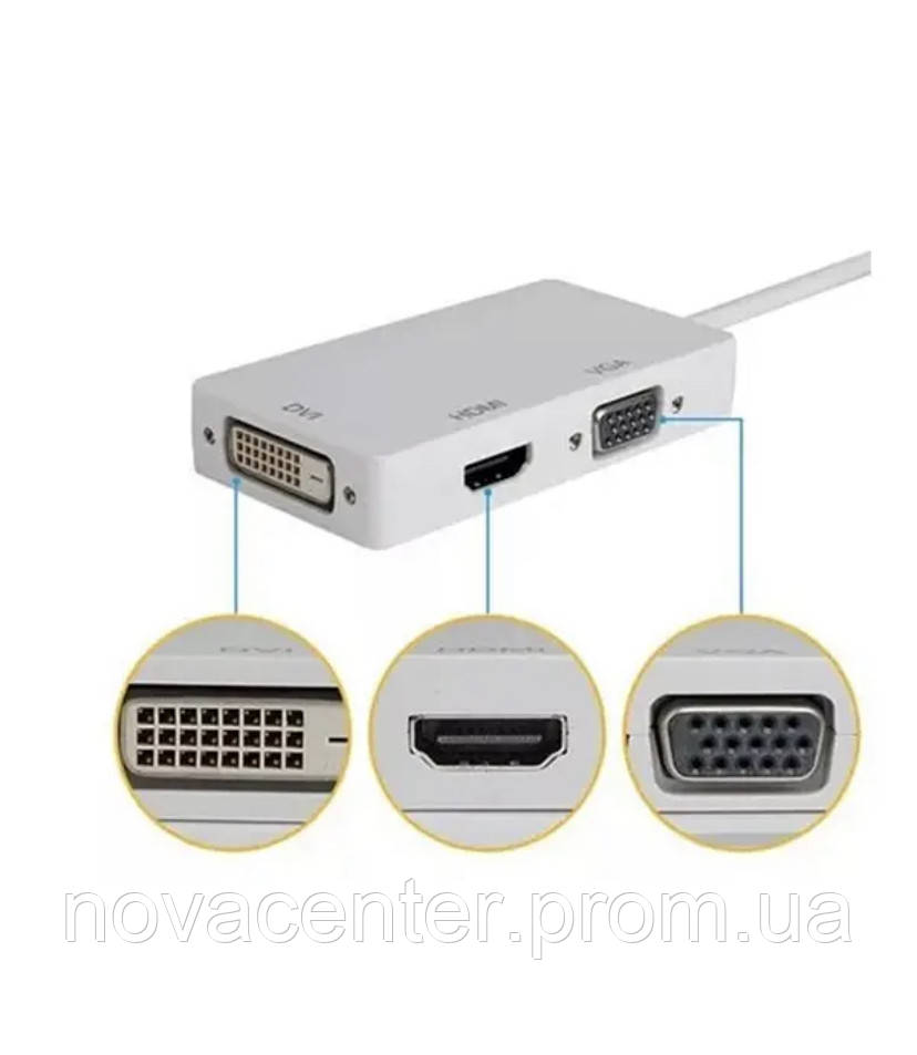 Конвертер переходник Mini DisplayPort на HDMI DVI VGA 34113 NC, код: 8037994 - фото 2 - id-p1999902001