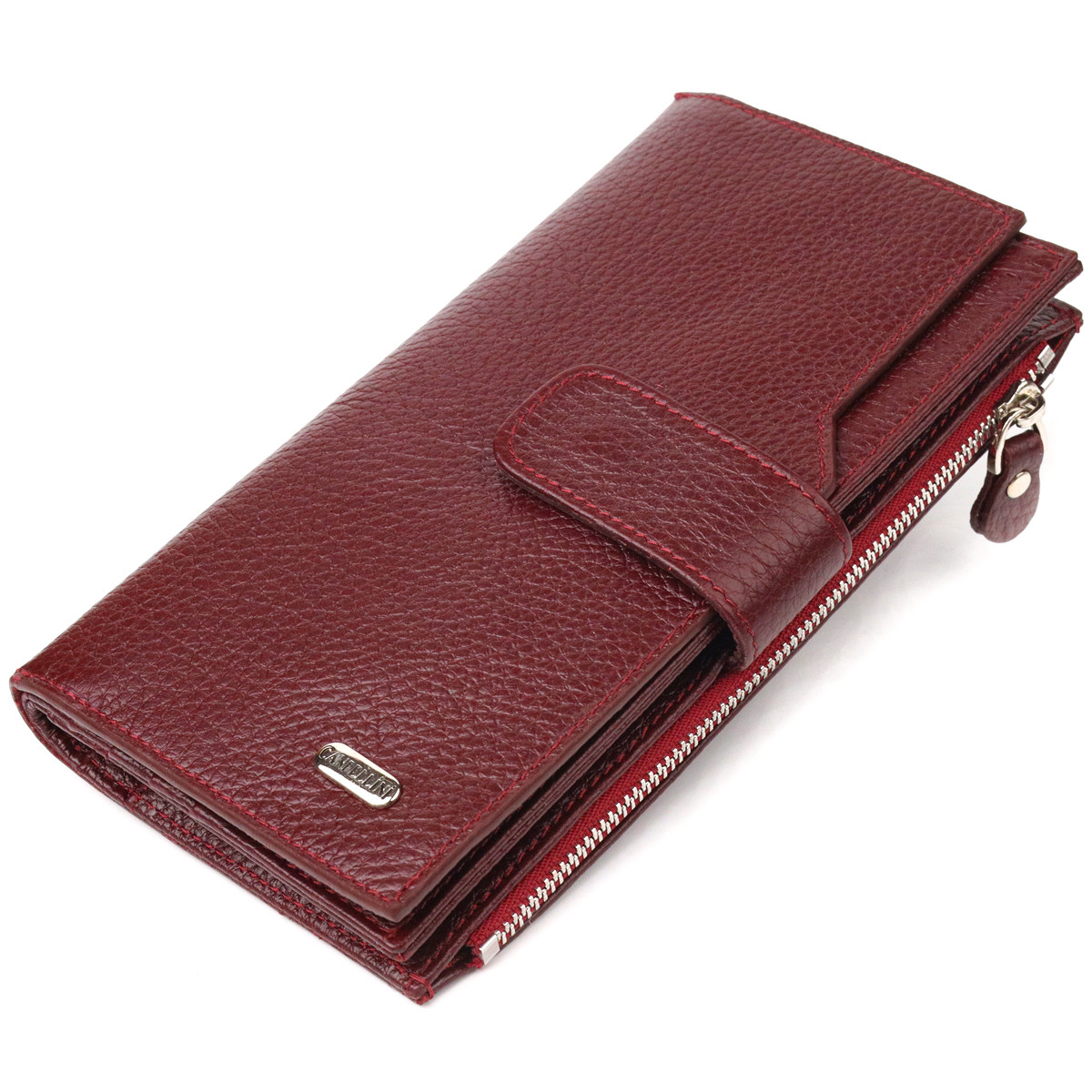 Вертикальний гаманець для жінок із натуральної шкіри CANPELLINI 21645 Бордовий SC, код: 8061676
