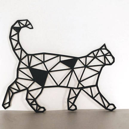 Дерев'яне панно із дерева на стіну Чорний кіт 42 х 34 см, фото 1