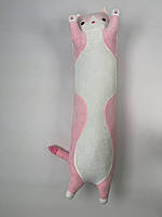 Длинная подушка Кот Батон розового цвета 110 см
