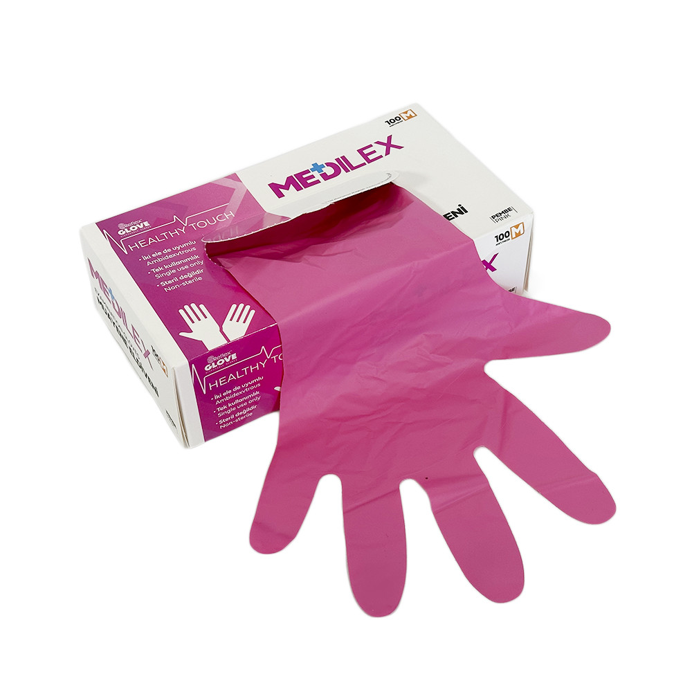Нестирильні медичні рукавички Medilex, TPE, рожеві, L/XL, 100 шт Reflex, фото 1