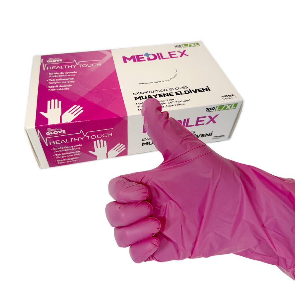 Одноразові медичні рукавички Medilex, TPE, рожеві, M, 100 шт Reflex