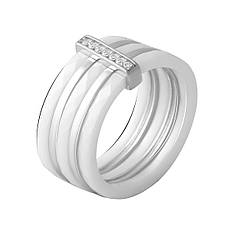 Срібне кільце Komilfo з керамікою, вага виробу 9,03 г (2070054) 18 розмір