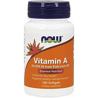 Витамин A NOW Foods Vitamin A 25,000 IU 100 Softgels NL, код: 7518614