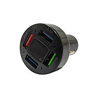 Зарядка в Прикурювач з Вольтметром 12-24 V 4 порти USB (2 x2.4 A +1 QC 3.0 + 1PD)