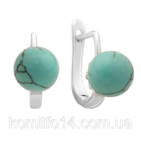 Срібні сережки Komilfo з бірюзою (2146834), фото 2