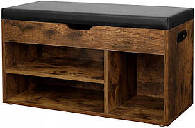 Тумба для взуття з сидінням Muf-Art 80 x 44 x 30 см чорний відтінки коричневого