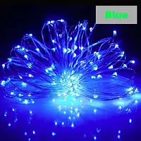 Светодиодный лед гирлянда капля росы 10 м 100 Led Blue на батарейках (Гирлянда электрическая 100 лампочек)