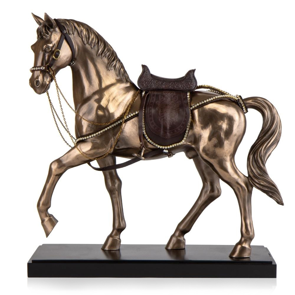 Статуетка Veronese Золотий кінь 51х47х19,5 см фігурка покрита бронзовим напиленням 76735V4