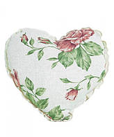 Диванная подушка сердце Large pink rose с кружевом ТМ ПРОВАНС