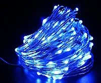 Гирлянда 100 светодиодов роса 10 м 100Led Blue Гирлянды на батарейках (Новогодние гирлянды на окна) Синяя лед