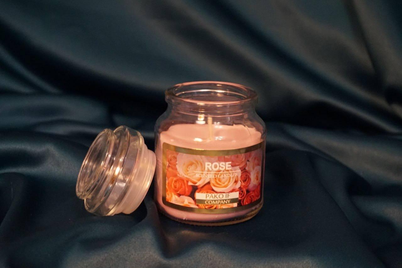 Свічка ароматизована у баночці з ароматом Троянда