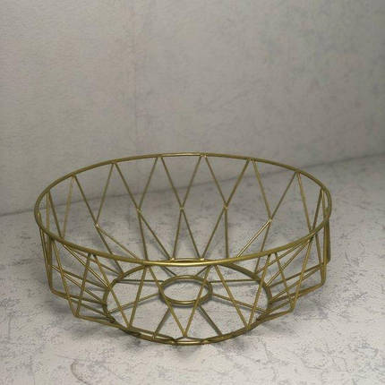 Стильна металева фруктовниця, кошик 29x29x11 см Золотистий, фото 1