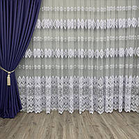 Шикарный фатиновый тюль с густой вышивкой №122067 для спальни, гостинной