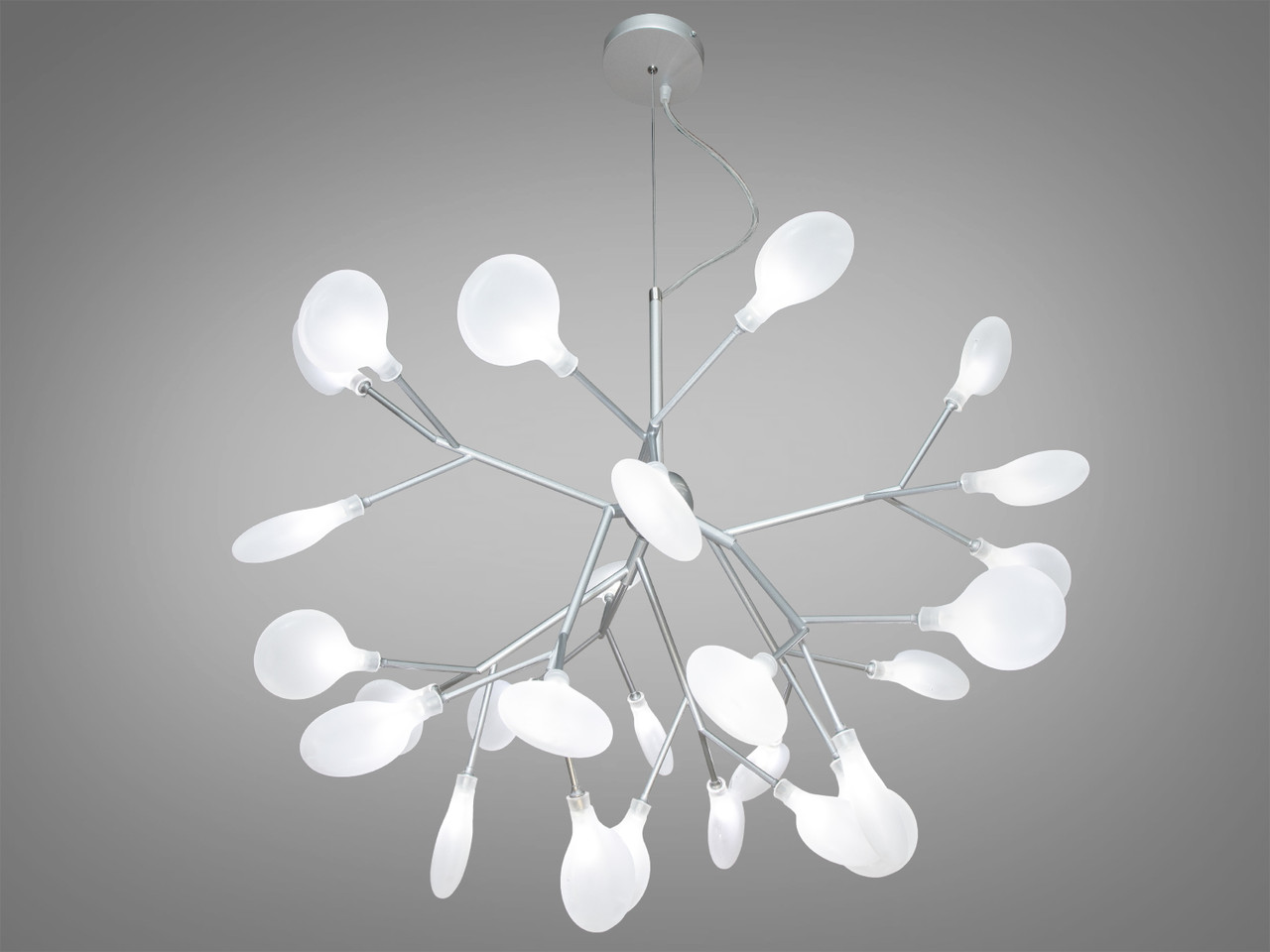 Люстра з матовим білим листям на 27 ламп хром HXD8048/27CH