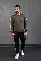 Спортивный костюм Adidas хаки, спортивный теплый костюм, мужской свитшот, мужские штаны. код KH-309