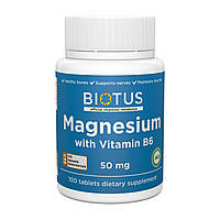 Магний и витамин В6 Magnesium with Vitamin B6 Biotus 100 таблеток ES, код: 7289492