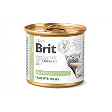 Вологий корм Brit GF VetDiet Diabetes для котів, при цукровому діабеті, з ягням та горохом, 200 г
