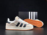 Чоловічі зимові кросівки Adidas Campus замшеві стильні молодіжні бежеві чорні, фото 5