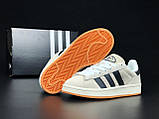 Чоловічі зимові кросівки Adidas Campus замшеві стильні молодіжні бежеві чорні, фото 7