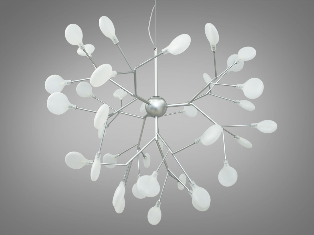 Люстра з матовим білим листям на 36 ламп хром HXD8048/36CH, фото 1