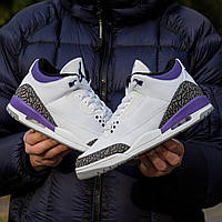 Кроссовки мужские Nike Air Jordan Retro 3 Dark iris, Найк Джордан Ретро 3 кожаные, прошиты. код IN-1565