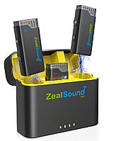 Микрофон петличный беспроводной для смартфона 2 микрофона с зарядным кейсом, Zealsound Lightning/Type-C