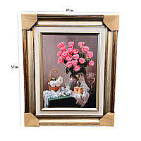 Картина на стіну 57*47 натюрморт троянди рожеві світлі
