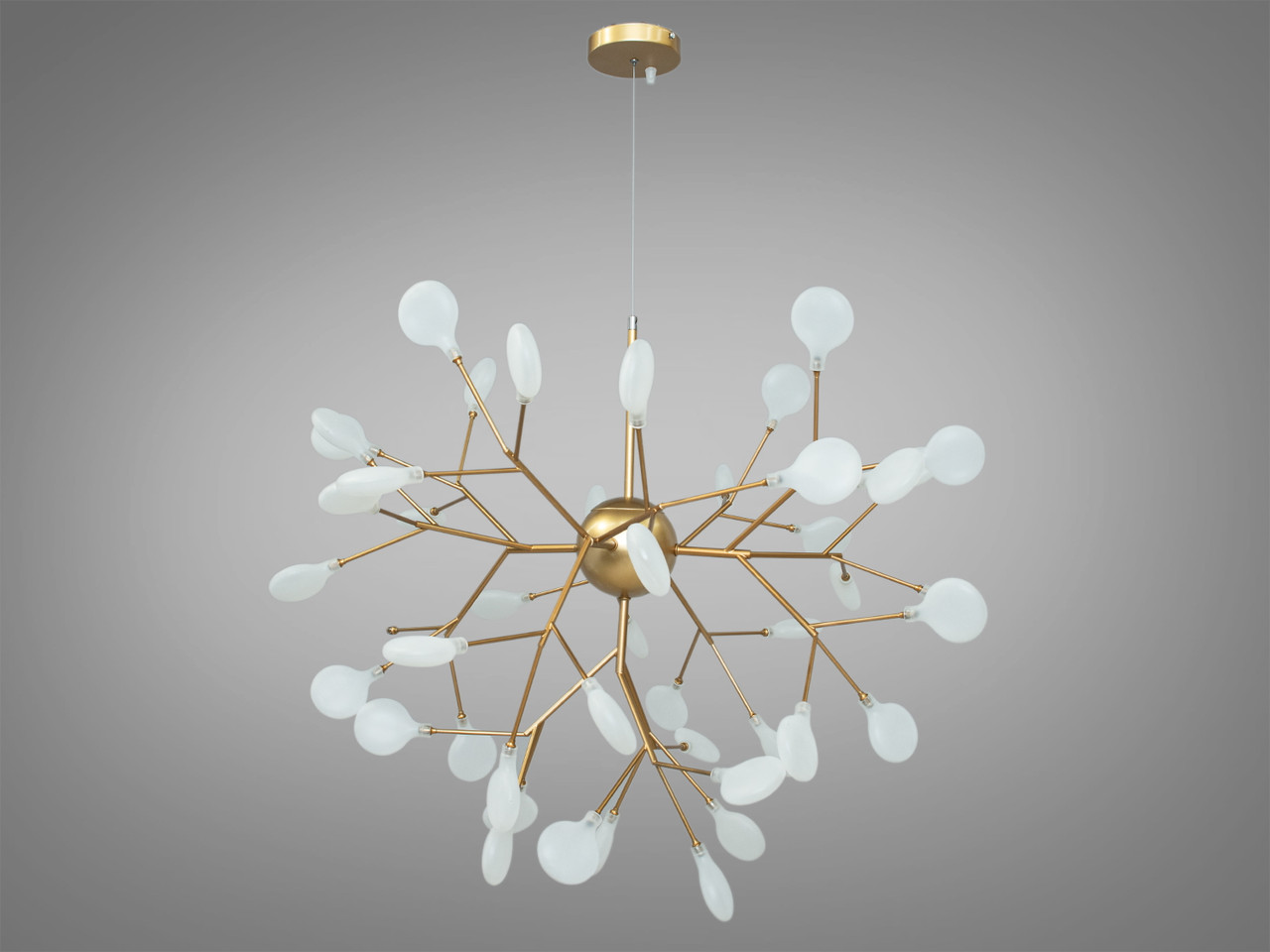 Люстра з матовим білим листям на 45 ламп золото HXD8048/45GD