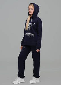 Костюм спортивний для дівчинки підлітка дитячий теплий тринитка з начісом фліс Ellie Синій Tiaren на зиму