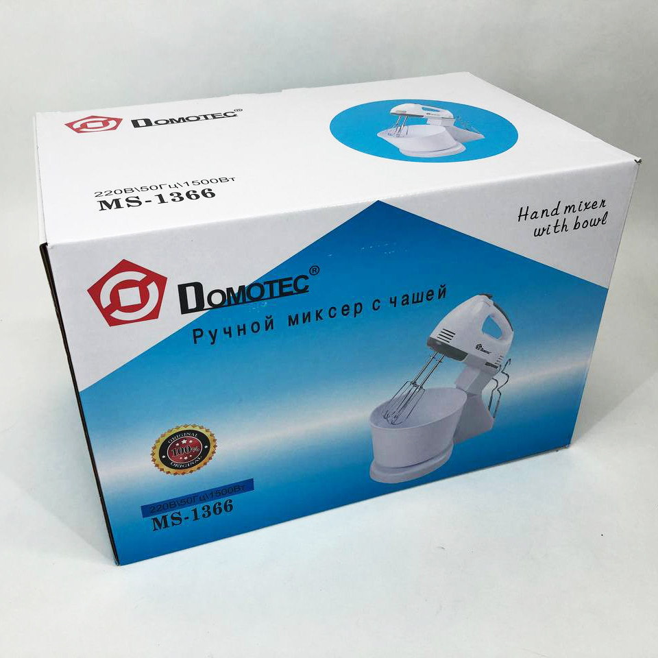 Міксер побутовий 7 швидкостей із чашею 2л Domotec MS-1366, міксер кухонний стаціонарний, кухонний тістоміс, фото 1